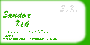 sandor kik business card